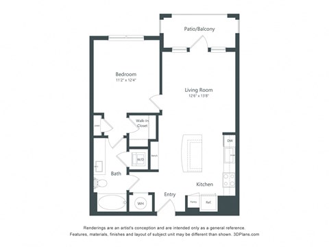a floor plan of a bedroom apartment